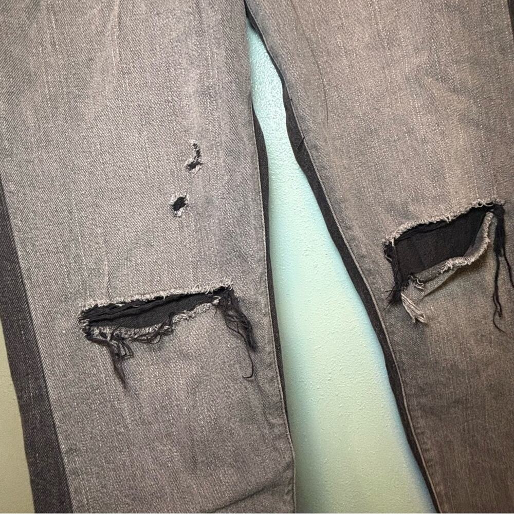 Hidden Two-Tone Distressed Wide Leg Gray & Black Jeans Women’s Size 27 Grunge - Picture 2 of 10